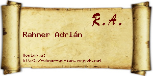 Rahner Adrián névjegykártya